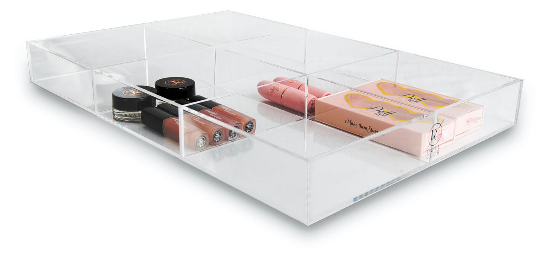 Six Grid Tray For Ikea Alex Drawers by Doll Club clear cosmetic divider tray. DOLL CLUBs acrylic divider tray come boxed and ready use in your beauty room, not only keeping your beloved cosmetics tidy but also displaying it in a more than satisfying way. acrylic make up storage /acrylic makeup storage acrylic drawers makeup cosmetic organizer drawers makeup drawer dividers Ikea drawer dividers for makeup acrylic drawer dividers Alex drawer dividers Ikea drawer insert makeup storage drawers Ikea Ikea