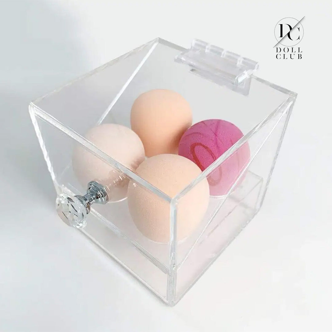 "Sponge Holder With Lid" Acrylic Organising Display With 4 Sponge Compartments