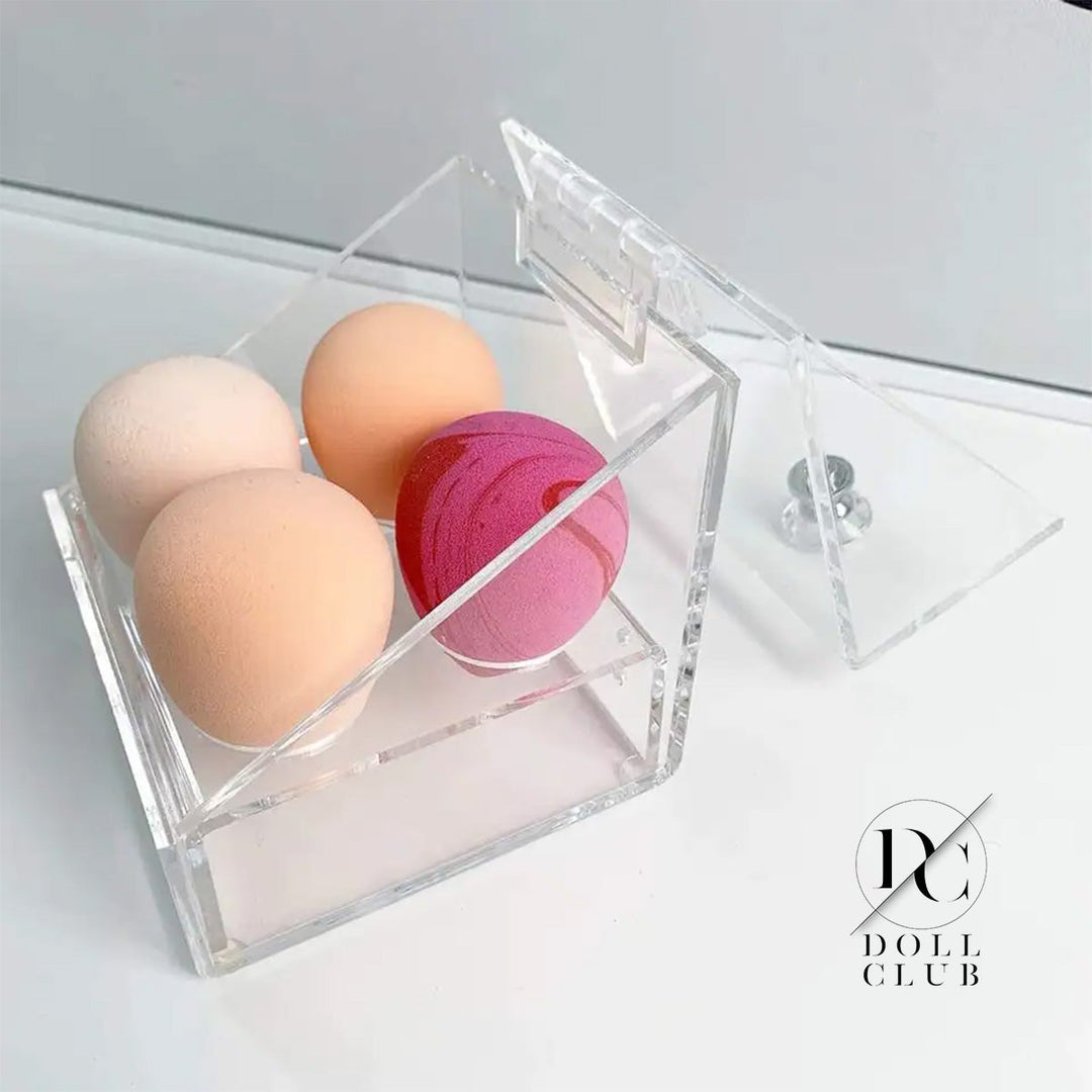 "Sponge Holder With Lid" Acrylic Organising Display With 4 Sponge Compartments