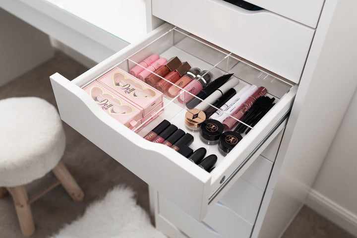 Bundle: 9 x IKEA ALEX DRAWER INSERTS / Makeup Storage by Doll Club Slopes Display Tray For Ikea Alex Drawers Lipstick Organiser Insert For Ikea Alex Drawers Pallet Divider Organiser Insert Perfect for storing eyeshadow pallets Perfect for storing lipsticks and lipglosses luvo store luvostore, Vanity collection Vanitycollection, etoile collective etoilecollective, tidy ups tidyups